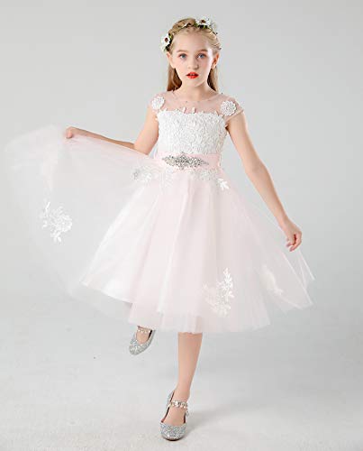 Bow Dream Vintage Lace Flower Embroidery Flower Girl Dress for Formal Wedding Baptism3