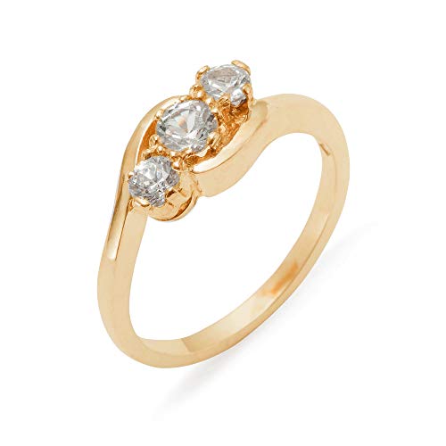LetsBuyGold-14k-Rose-Gold-Cubic-Zirconia-Womens-Trilogy-Ring-Sizes-4-to-12-Available