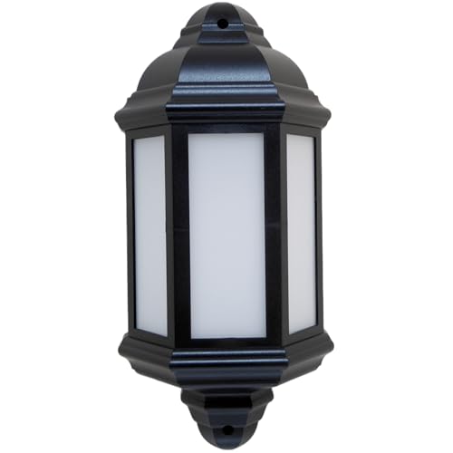 A1 ELECTRICS A1ELECTRICS.COM Mezza lanterna da parete per esterni nera, 8 W LED 6000 K, tradizionale, luce vintage per pullman
