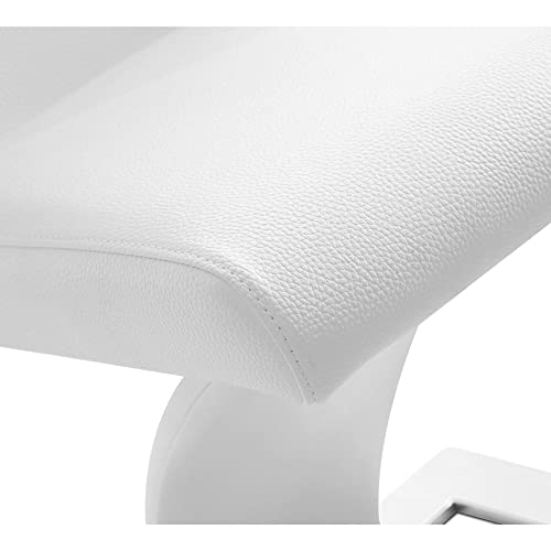 ZURI Furniture Modern Mesa Dining Chair in White Leatherette and Stainless Steel - Thumbnail 6