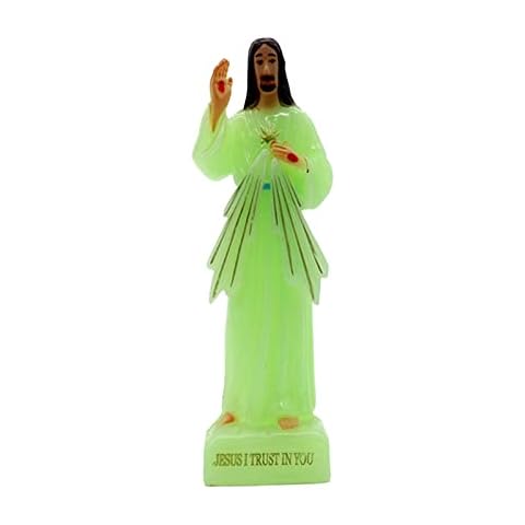 SHINROAD Catholic christian priest ornament Jesus Figurine Handmade Plastic Smooth Edges Luminous Jesus Statue Desk 2 Cover