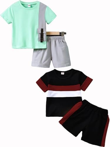 LOFN Stylish Printed Kids Clothing Sets baby boy dress baby girl dress Pack of 2 (T73CG-T33MR)