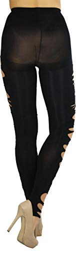Image of ToBeInStyle Women's Slashed Ripped Shredded Distressed Hosiery Tights Leggings Music Festival