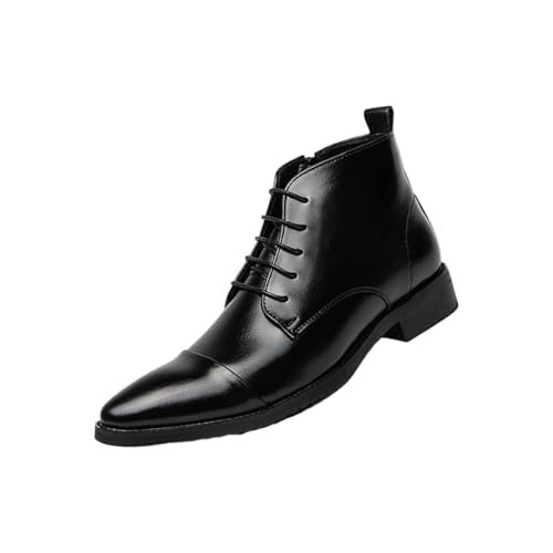 Formal Shoes for Men Clearance High Top Mens Chelsea Boots, Stylish and Comfort Leather Chukka Ankle Boots Oxford Dress Boots Leather Business Work Daily Shoes for Men 8 Z2_Black