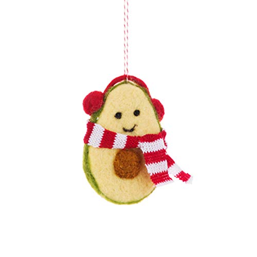 Image of FloristryWarehouse Felt Avocado Hanging Christmas Decoration 10cm/4 Inch Plus Hanger