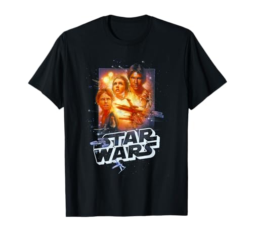 T-shirt Star Wars vintage group collage poster en coton pour fan de la saga