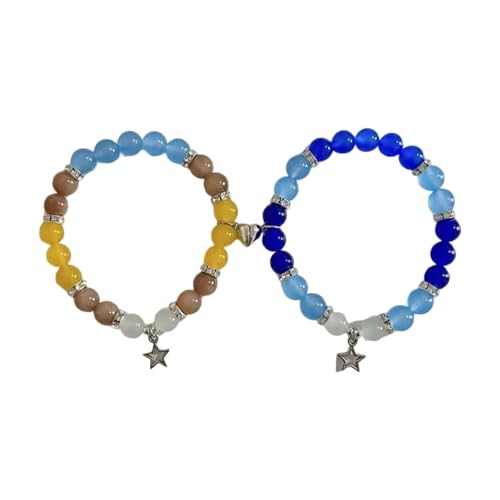 [Xinsheinelry] Couple Bracelets with Heart Designs High Elasticity Materials for Comfortable for Romance Event and Daily Use Rel