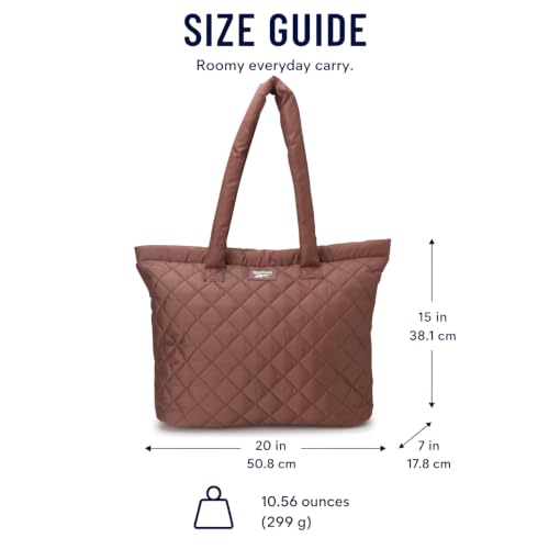 Image of Reebok Womens Tote Bag - Lightweight Carry On Puffer Quilted Tote Bag for Travel Work Travel and Daily Essentials