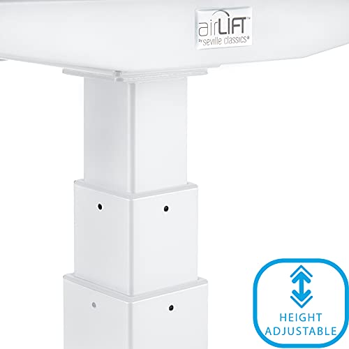 Image of Seville Classics AIRLIFT Pro S3 54 inch Solid-Top Commercial-Grade Electric Adjustable Standing Desk (51.4 inch Max Height) Table - White /Walnut
