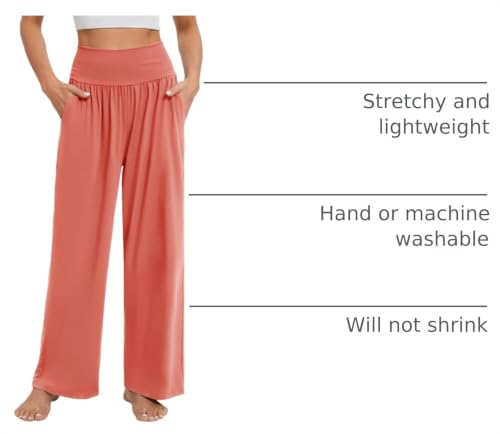 Image of Gracyoga Wide Leg Yoga Pants for Women Casual Loose Cozy Sweatpants High Waisted Lounge Pajama Flowy Pants With Pockets