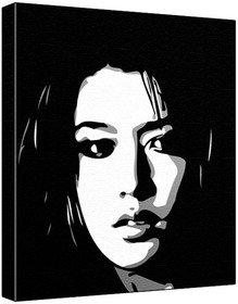 Grace Park (100% Original Painting. Not A Print ) Acrylic Paint On Deep Framed Canvas (60 x 50 x 1.8 cm) 3-Colour Black/Grey/White-image-28