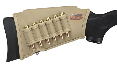 Beartooth Comb Raising Kit 2.0 | Adjustable Cheek Riser | Rifle Stock Ammo Holder | Improve Comfort | Reduce Recoil | Premium Neoprene | Made in The USA | Rifle - Right Handed, Coyote Brown