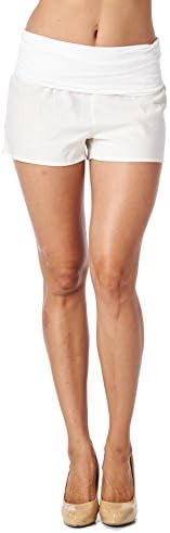 Women's Fold Over Flexible Waist Linen Shorts