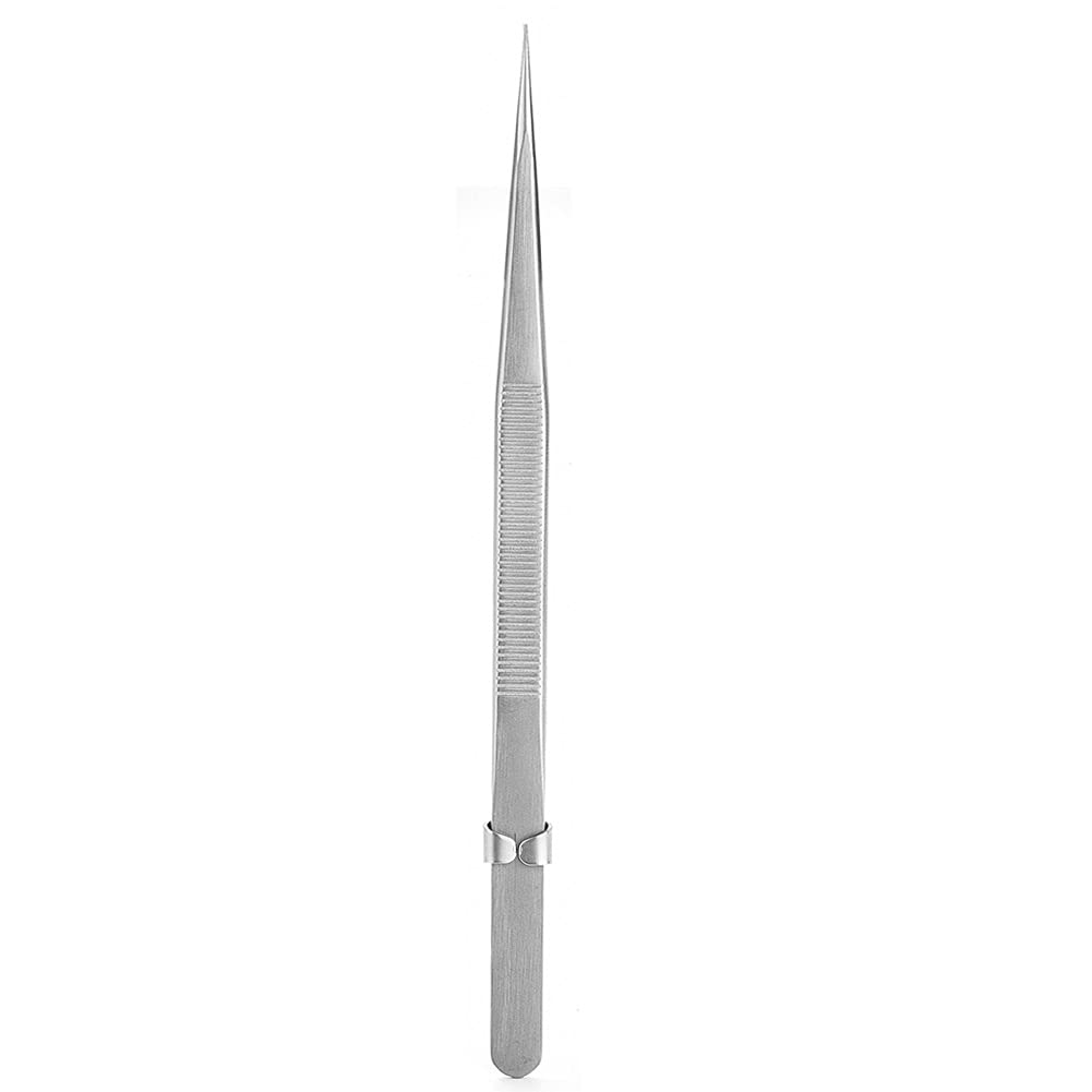 Precision Tweezers, Stainless Steel Pointed Small Tweezers, Diamond Gemstone Sliding Lock Fine Pointed Matte Finish Jewelry Making Tool Stainless Steel Tweezers(with Lock)