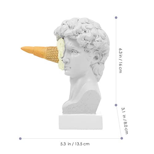 Estatua decorativa de resina cabeza David 6.3 pulgadas miniatura 6