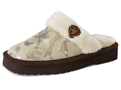 ARIAT Women's Indoor/Outdoor Warm Comfortable Jackie Square Toe Exotic Platform Stack Slippers with Suede Leather Uppers2