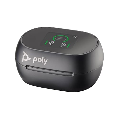 Poly Voyager Free 60+ UC Estuche de Carga con Pantalla Táctil para Adaptador BT700 USB C, Negro