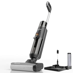 Hearten Nass Trockensauger, Selbstreinigung, Staubsauger mit Wischfunktion, Kantenreinigungsbürste, Für Hartböden, Tierhaare, Intelligente Schmutzerkennung, Sprachansagen.