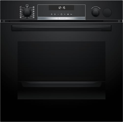 Bosch HRG578CB7 Serie 6 - Horno inteligente empotrable con soporte de vapor de 60 x 60 cm, fabricado en Alemania, pirólisis, termómetro para asar, función Air Fry, función de aire caliente 3D, cierre