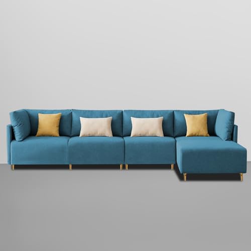 Image of Carina RHS 6 Seater L Shape Sofa Set with Center Table for Living Room (Turquise Fabric) Premium Fabric Sofa