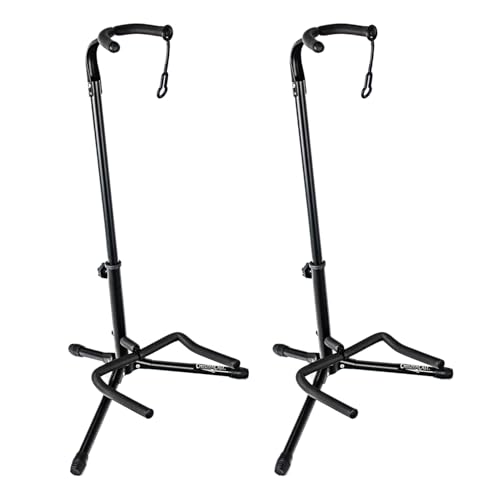 ChromaCast Upright Guitar Stand 2-Tier Adjustable, Extended Height-Fits Acoustic, Electric, Bass, and Extreme Body Shaped Guitars, 2 Pack