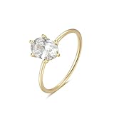 RDSGYZ Anillos de oro amarillo para mujer, oro real de 9 quilates, 14 quilates, 18 quilates, anillo de boda tamaño J 1/2-U 1/2 solitario con moissanita ovalada, anillos de compromiso estrechos para