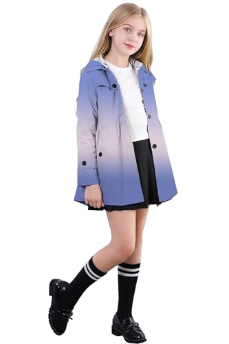 Image of Betusline Girl's Single Breasted Trench Coat Hooded Dress Coat Outerwear, 2-14 Years