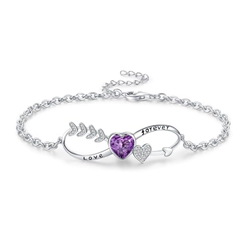 Bracelet en pierre de lune et améthyste Eusense : élégance et argent réglable pour femme
