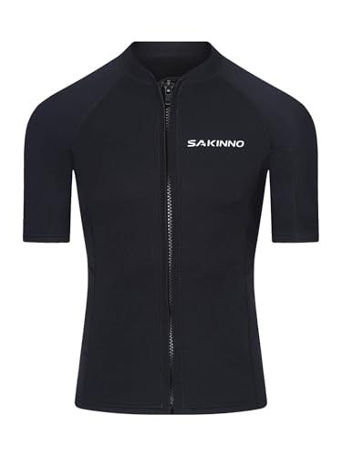 Camiseta de buceo para hombre Hansber, traje de neopreno de 2mm con manga corta, elástico, para snorkel y buceo, negro, talla mediana