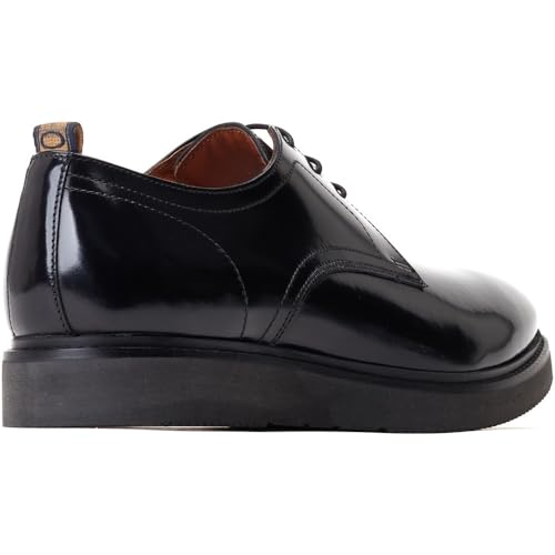 Base London - Zapatos Oxford de Cuero Roly Diseño Lisos para Hombre (42 EU) (Negro)