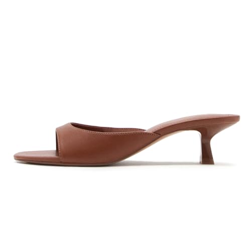 Kitten Heel Mules for Women Slip On Open Round Toe Classic Stiletto Pumps Formal Slingback Mule Sandals Dress Walking Shoes2
