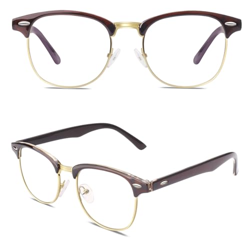 Image of Happy Store CN56 Vintage Inspired Classic Horn Rimmed Nerd UV400 Clear Lens Glasses
