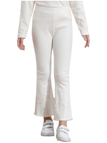 JanJean Knitted Wide Leg Pants Casual Ribbed Elastic Waist Sweater Pants Embroidery Flared Plush Hem Pants for Outdoors2