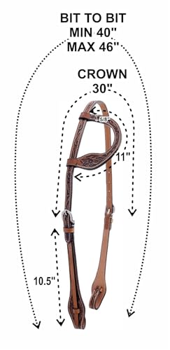 Majestic Ally Horse Headstall, Natural, Super Leather, Antique, Tooling, Quick Bit Change Single Ear Western Headstall - Image 3
