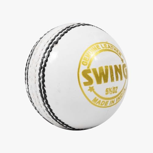 Image of DSC Swing 4-Piece Premium Leather Ball, Hand Stitched for Enhanced Swing & Shape Retention (White, Pack of 1)