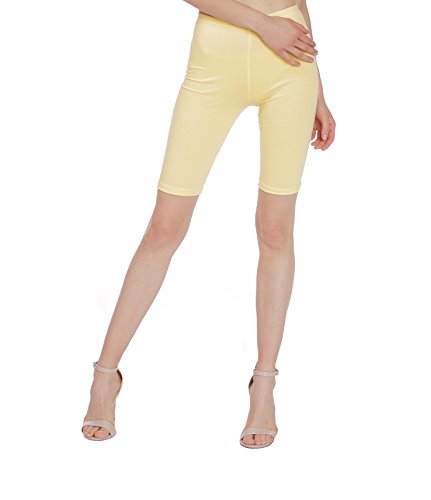 BeLady Femmes Pantalon Court Jambières Leggings Cyclisme Cuissard - Cotton - Opaque Longueur du Genou Gris, Rosa, Vert, Jaune Blanc, Noir Tailles S,M,L,5XL,6XL,7XL,8XL (7XL, Jaune) Cover