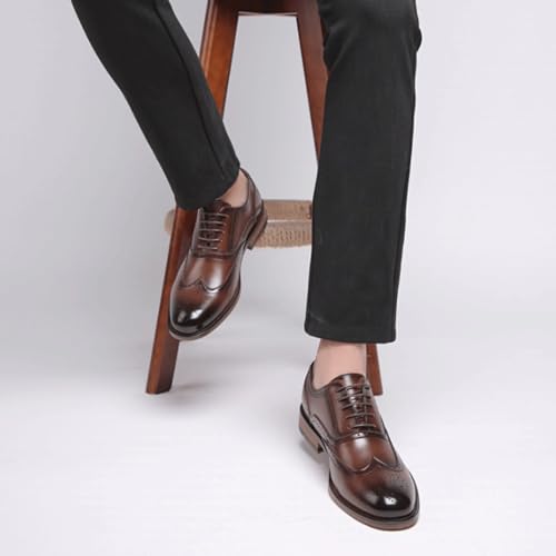 Men Wingtip Brogue Oxford Dress Shoes Leather Business Tuxedo Wedding Rubber Sole Slip Formal Cap Toe Design Evening Fashion Lace Up4