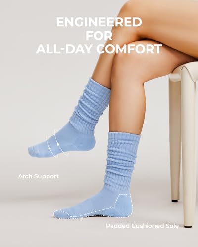 Image of FITRELL Slouch Socks for Women, 3 Pairs Soft Cotton Knee High Scrunch Tube Boot Socks