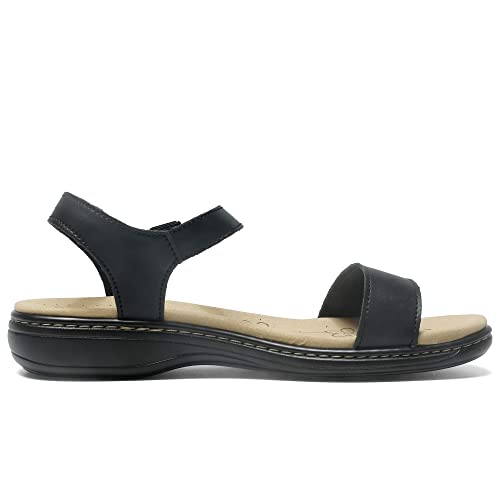 Women's Classic Flat Sandals Leather Open Toes Memory Foam One Band Ankle Strap Adjustable Slip On Shoes2