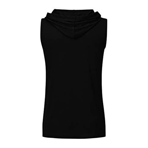 Hoodies For Men Men's Workout Hooded Tank Top 1881 Letter Print Muscle Cut Off Bodybuilding T-Shirt Sleeveless Hoodie Black #TOP4