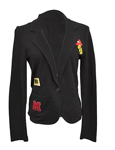 Designer Freshman Juniors One-Button Knit Embroidered Blazer Black Size Medium