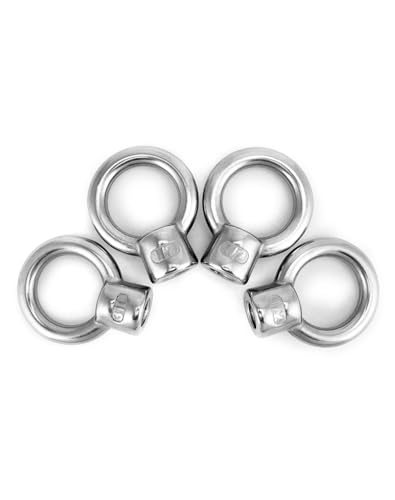 QWORK Lifting Eye Nut, 4 Pack, 1/2" UNC Marine Grade Stainless Steel 316