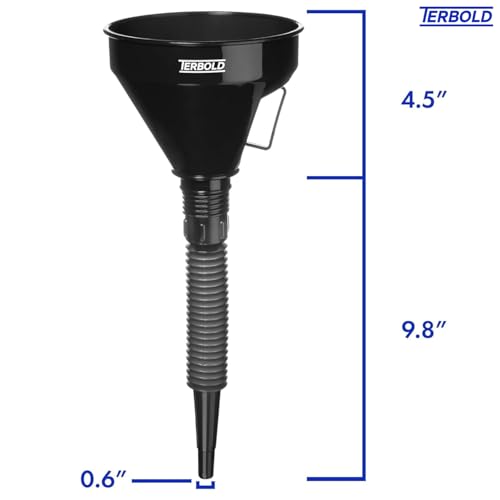 Image of Automotive Flex Funnel with Hose | Wide Mouth Flexible Oil Funnel for Automotive Use - Gas, Transmission Fluid, Car Fuel, Oil Change (Black)