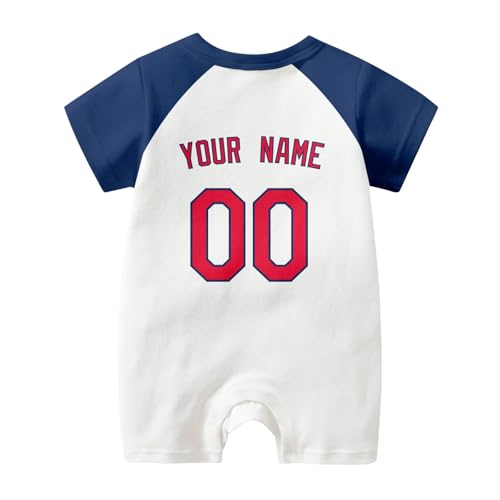 Image of KREDE Baby Clothes Unisex Bodysuit White Custom Name Number for Baby Boys