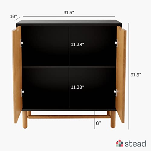 Stead Adjustable Fluted Accent Cabinet 2023 Collection - Contemporary Storage Shelf - Great In Living Rooms, Bedrooms, And Entryways (Black And Oak) #TOP6