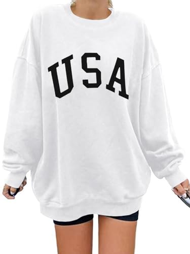 Image of Langwyqu Women's Oversized Sweatshirt Los Angeles California Crewneck Long Sleeve Casual Loose Pullover Tops