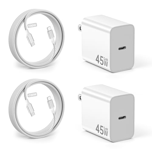 for i Phone 17 Pro Max Charger,45W USB C Charger Fast Charging for i Phone 17/17Pro/16/16 Pro/15, PPS USB C Fast Charging Block for Galaxy S25/S24/S23/S22 with 6.6ft USBC to-C Cable(2Pack)