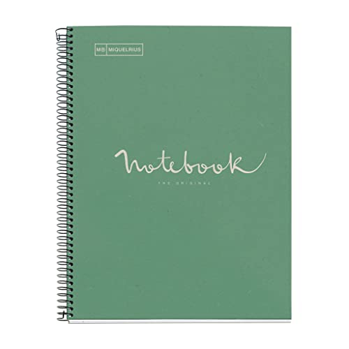 Miquelrius, Recycled notebook A4, 80 sheets of 80 g/m², 5 x 5 mm grid, recycled paper notebook (post-consumer recovery)