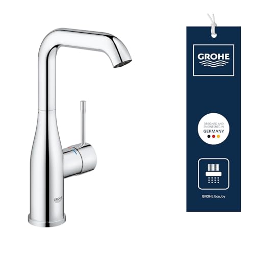 GROHE Essence Mitigeur Monocommande Robinet de lavabo pour Salle de Bains, Taille L (Bec haut, Zone de rotation réglable à 360°, GROHE EcoJoy, AquaGuide,...