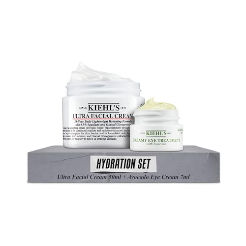 KIEHLS Set mit Ultra Facial Cream und Avocado Eye Cream Gesichtscreme mit Squalan und Glykoprotein Augencreme mit Avocadoöl und Koffein Skincare Set für langanhaltende Feuchtigkeitspflege